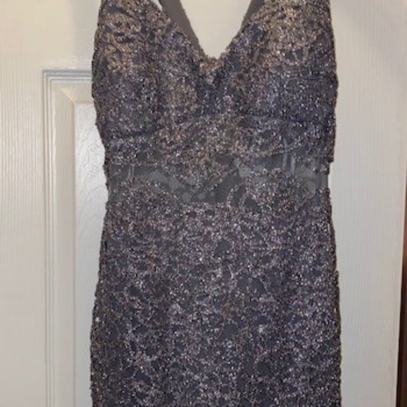 Silver/Grey Sparkly Evening Gown 11/12 - Picture 11 of 12